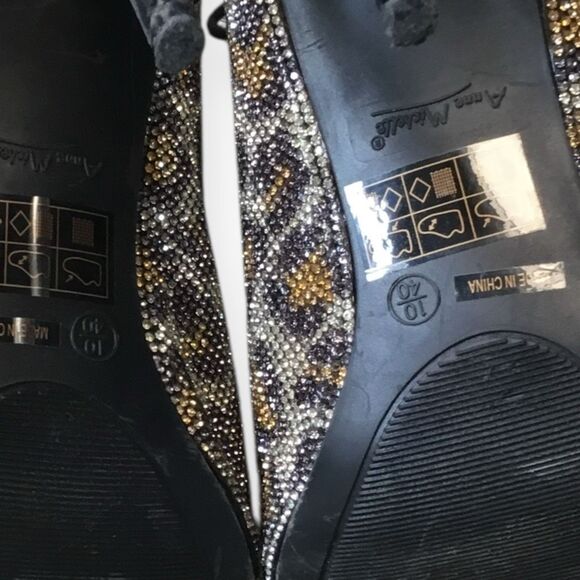 ANNE MICHELLE Women’s Cheetah Print Rhinestone Lace-Up Peep Toe Stiletto Booties - Picture 8 of 8